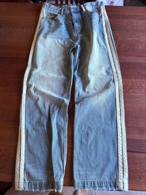BDG Light Blue Denim Jeans with Cream Side Stripes